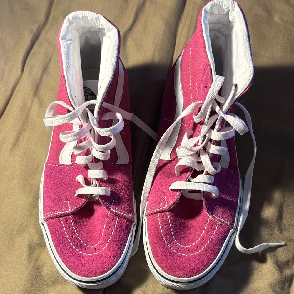 Vans Pink High-Top Sneakers with White Stripe